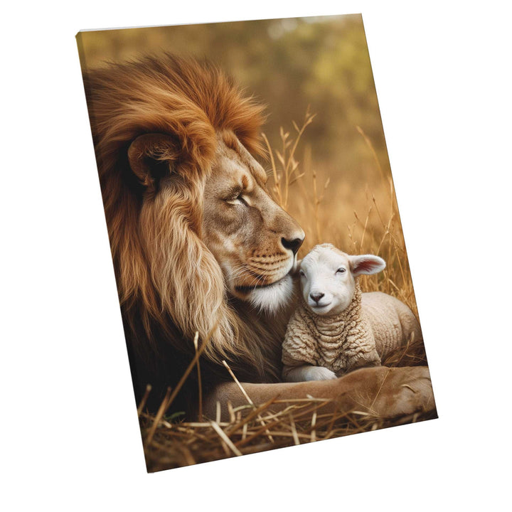 Lion and Lamb Canvas Wall Art – Protector of the Lamb Print