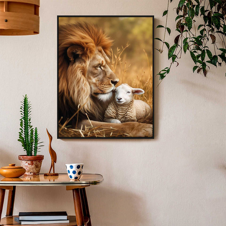 Lion and Lamb Canvas Wall Art – Protector of the Lamb Print