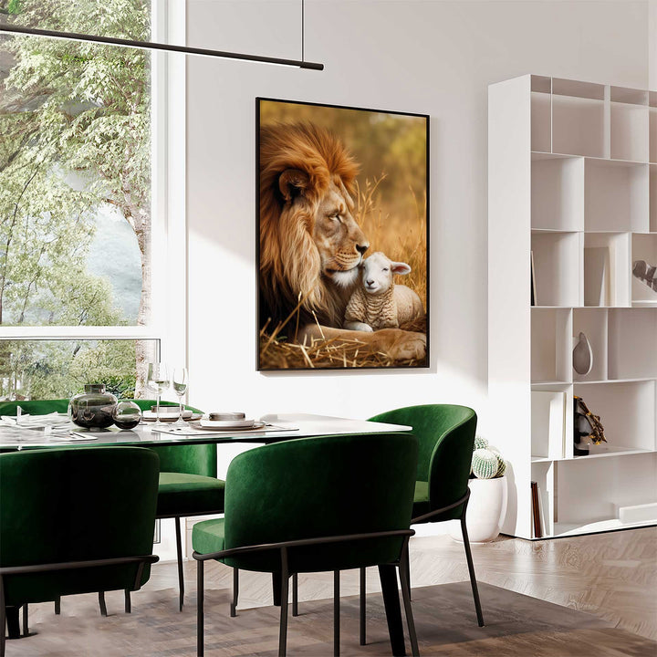 Lion and Lamb Canvas Wall Art – Protector of the Lamb Print