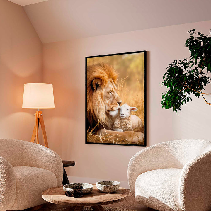 Lion and Lamb Canvas Wall Art – Protector of the Lamb Print