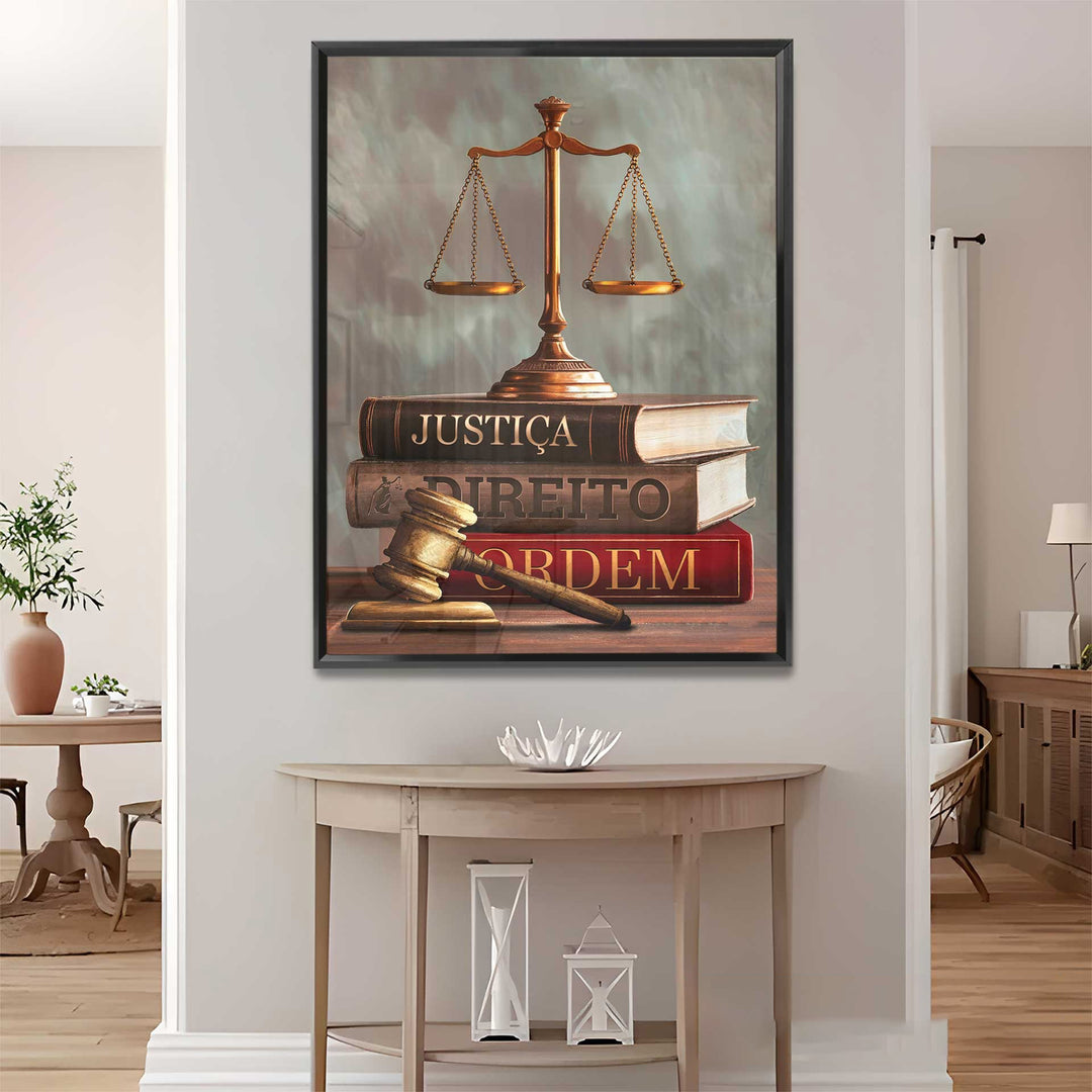 Justice Symbols Canvas Print – Law Office Wall Art with Scales