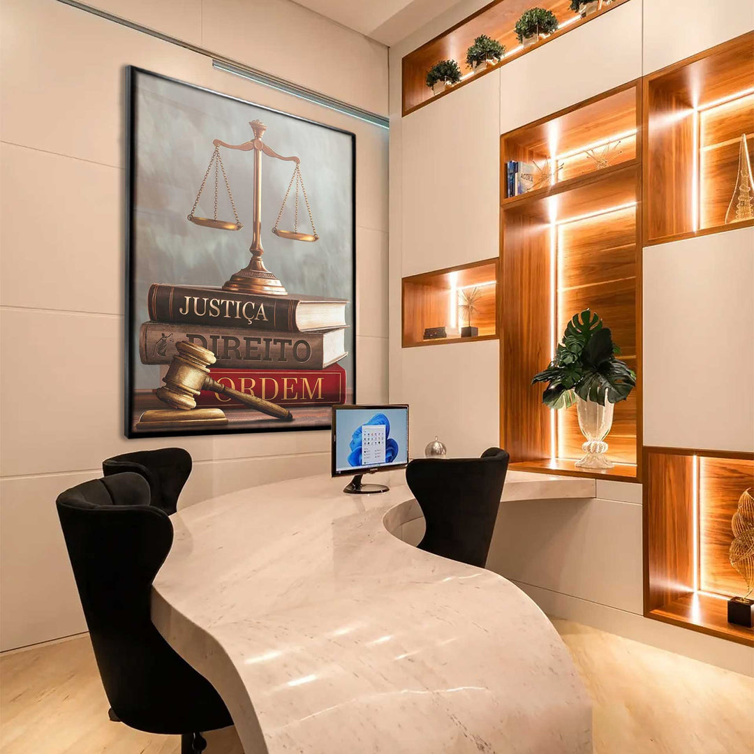 Justice Symbols Canvas Print – Law Office Wall Art with Scales