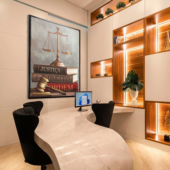 Justice Symbols Canvas Print – Law Office Wall Art with Scales