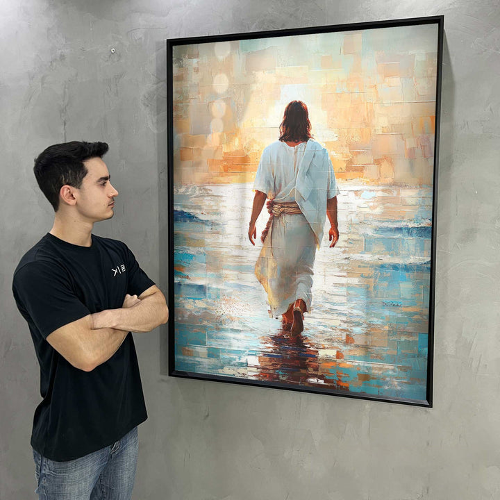 Jesus on The Water Grid Canvas