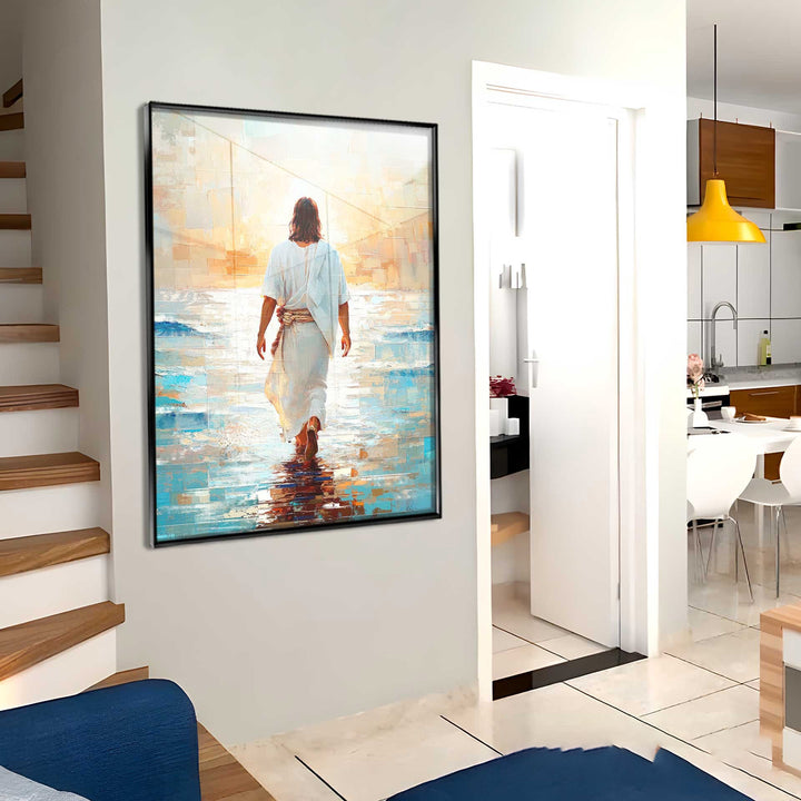 Jesus on The Water Grid Canvas