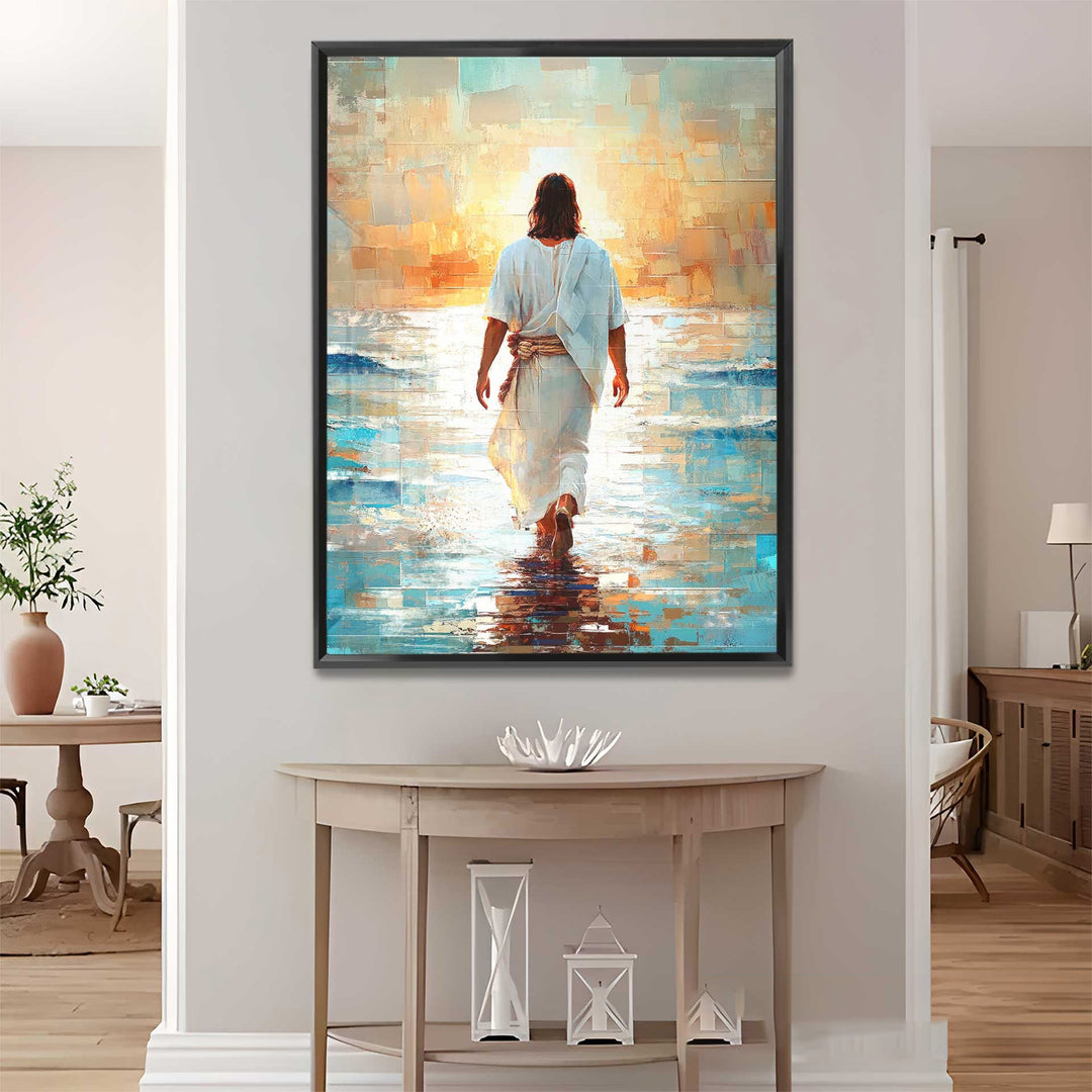 Jesus on The Water Grid Canvas