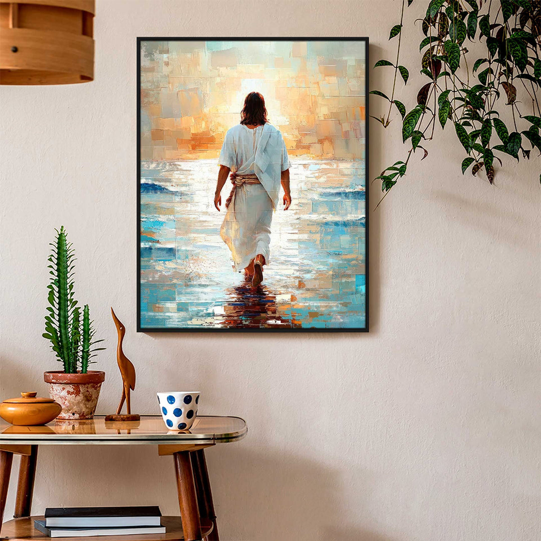Jesus on The Water Grid Canvas