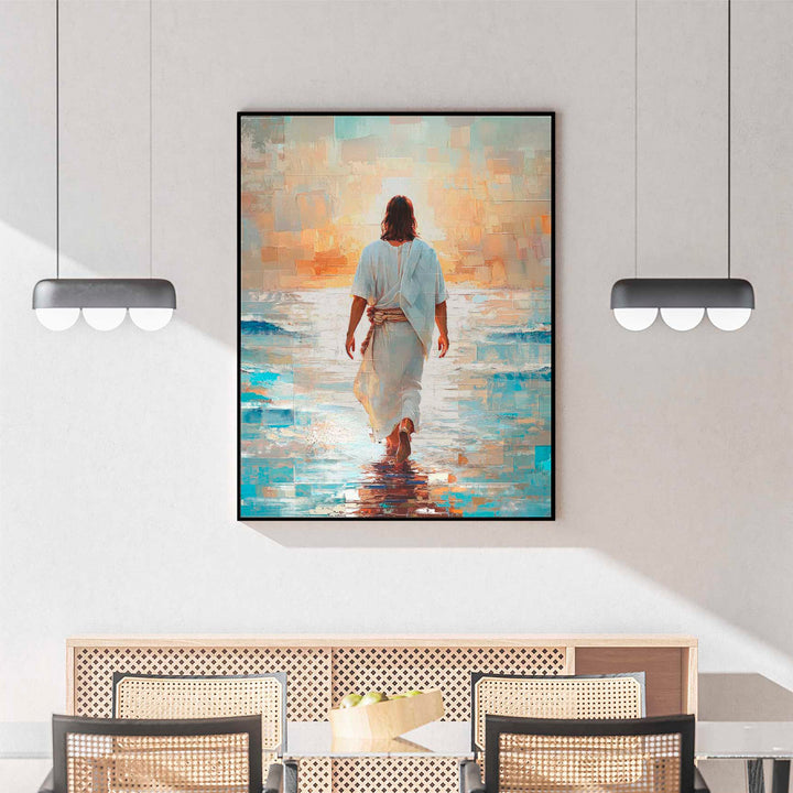 Jesus on The Water Grid Canvas