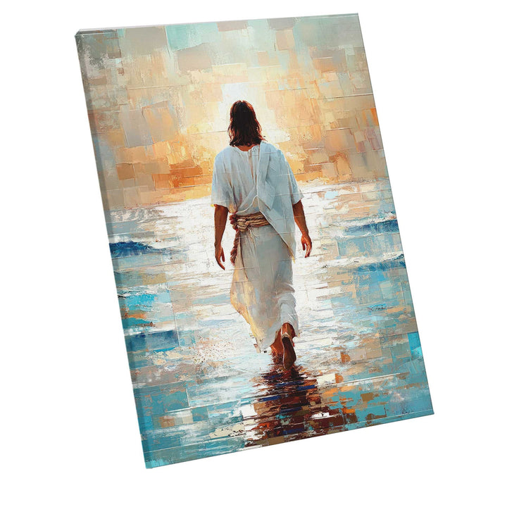 Jesus on The Water Grid Canvas