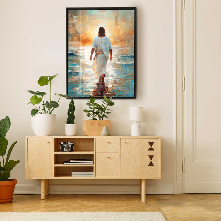 Jesus on The Water Grid Canvas