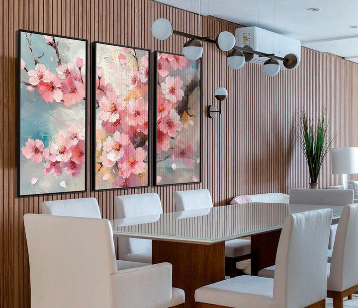 3 Piece Cherry Blossom Canvas Print – Pink Tree Wall Art