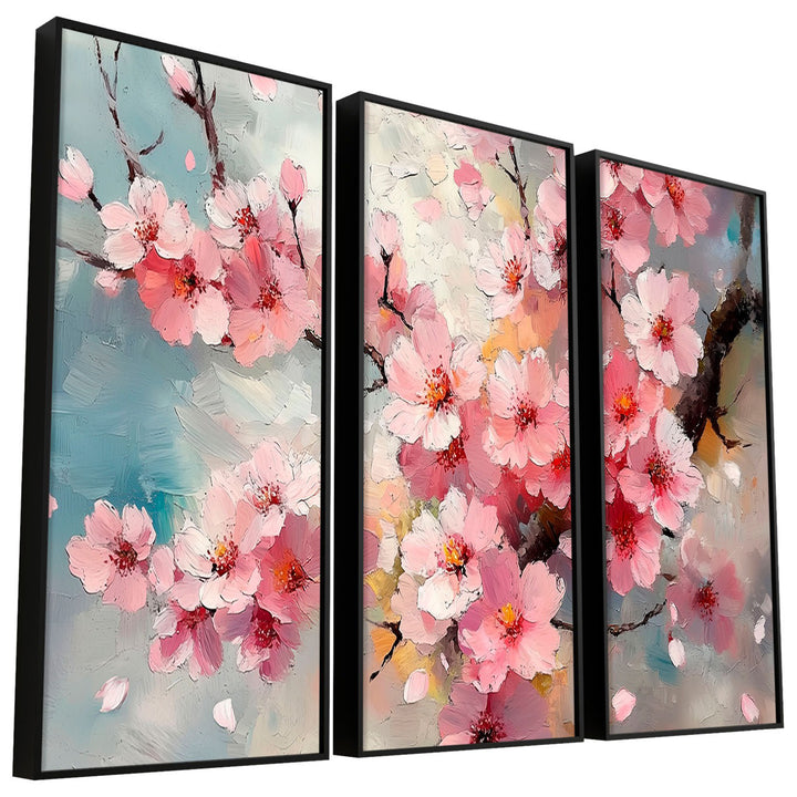 3 Piece Cherry Blossom Canvas Print – Pink Tree Wall Art