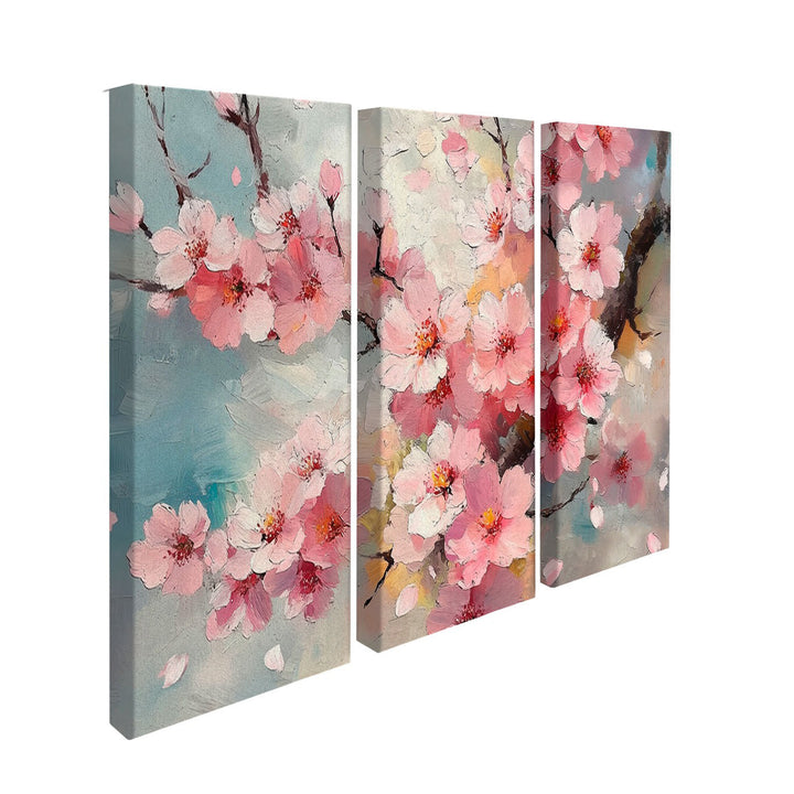 3 Piece Cherry Blossom Canvas Print – Pink Tree Wall Art