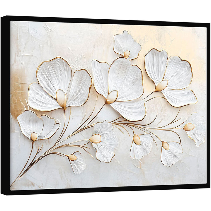 Serene Flowers Minimalist Canvas – White and Beige
