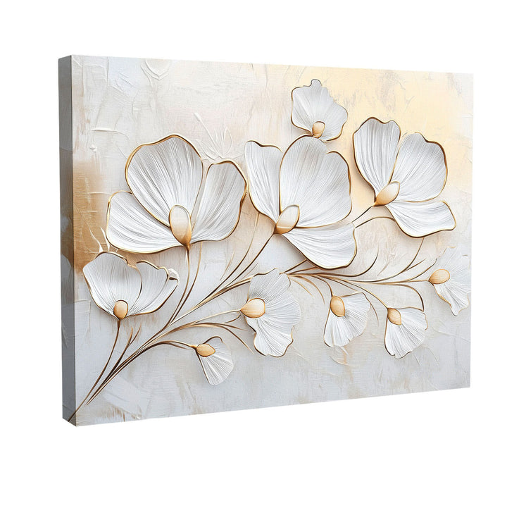 Serene Flowers Minimalist Canvas – White and Beige