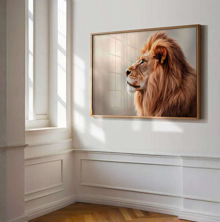 Majestic Lion Profile Canvas – Minimalist Safari Wall Art