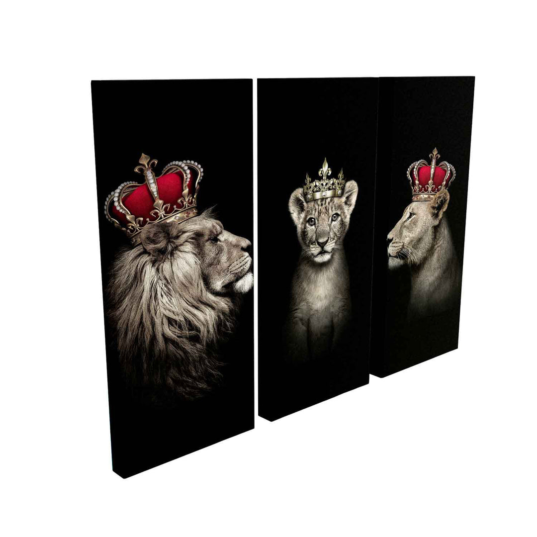 Lion King, Royal Lion Family with Crown , Canvas Print