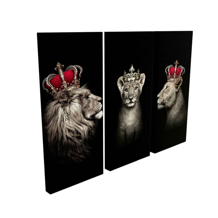 Lion King, Royal Lion Family with Crown , Canvas Print