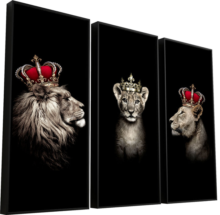 Lion King, Royal Lion Family with Crown , Canvas Print