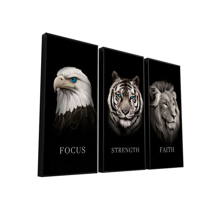 Focus Strength Faith 3 Piece Motivational Home Office Canvas Decor