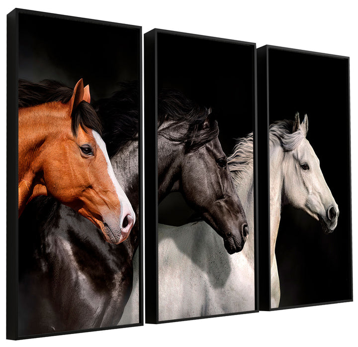 Set of 3 Running Horses Elegant Modern Wall Decor