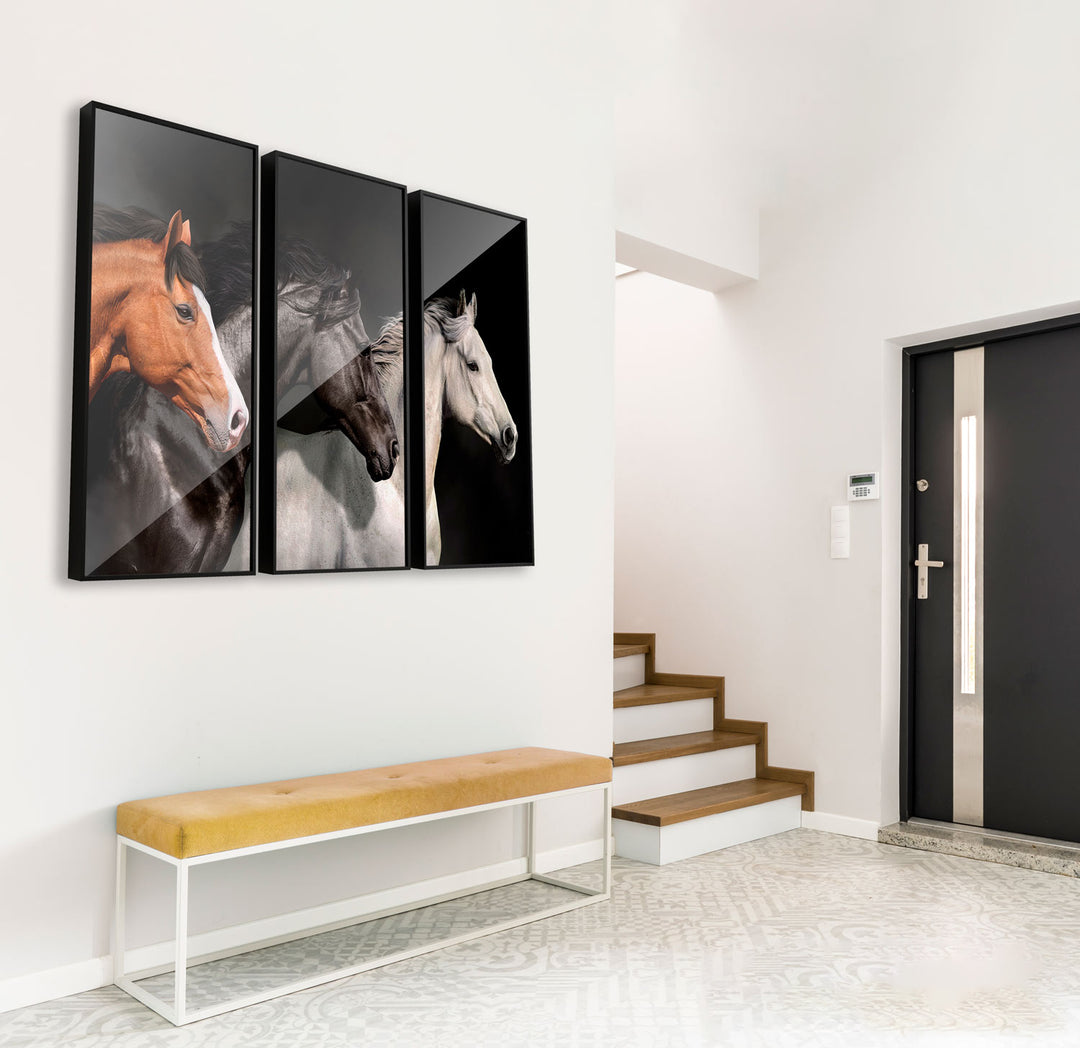 Set of 3 Running Horses Elegant Modern Wall Decor