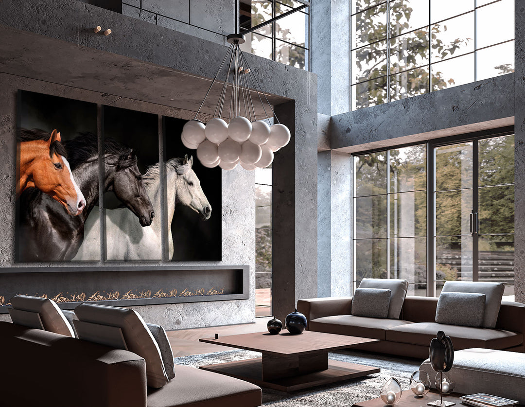 Set of 3 Running Horses Elegant Modern Wall Decor