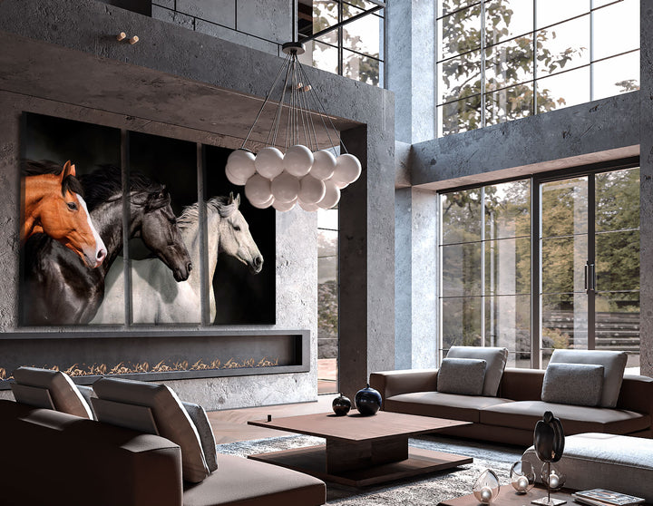 Set of 3 Running Horses Elegant Modern Wall Decor