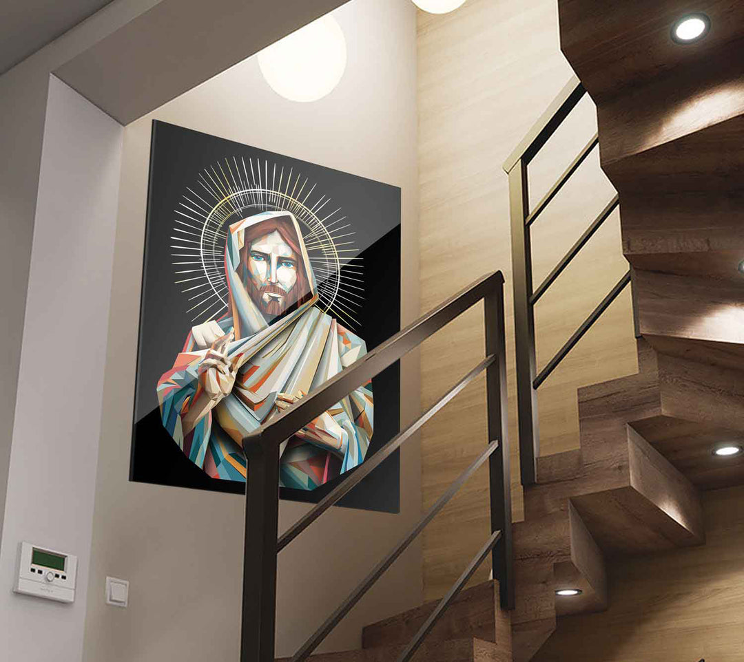 Jesus Wall Art  Abstract Jesus Painting  Christian Wall Art  Farmhouse Wall Decor