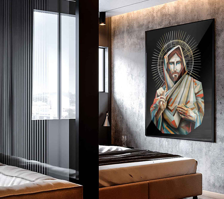 Jesus Wall Art  Abstract Jesus Painting  Christian Wall Art  Farmhouse Wall Decor
