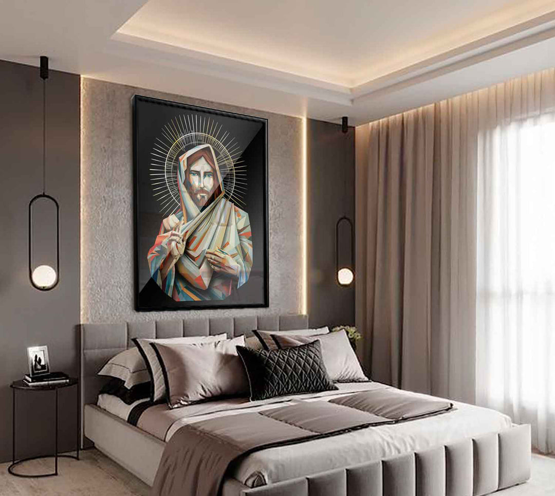 Jesus Wall Art  Abstract Jesus Painting  Christian Wall Art  Farmhouse Wall Decor