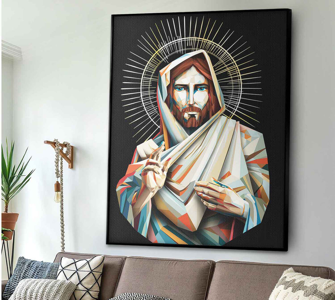Jesus Wall Art  Abstract Jesus Painting  Christian Wall Art  Farmhouse Wall Decor