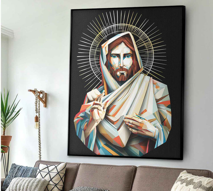 Jesus Wall Art  Abstract Jesus Painting  Christian Wall Art  Farmhouse Wall Decor