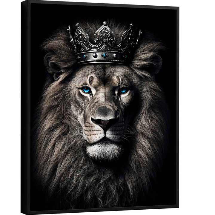 Royal Lion With Crown Modern Canvas Print