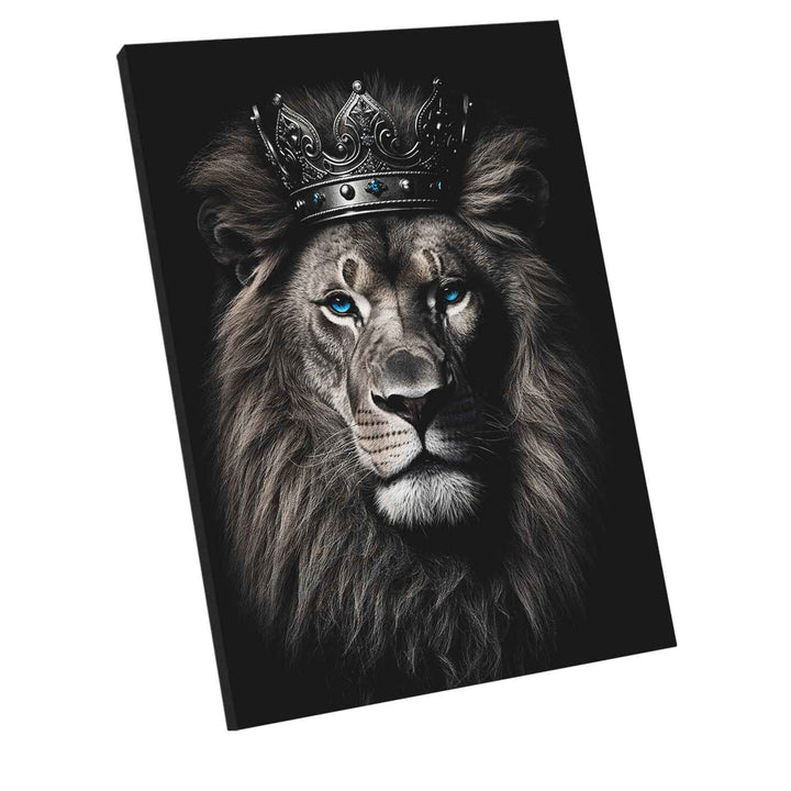 Royal Lion With Crown Modern Canvas Print