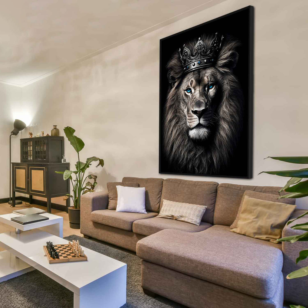 Royal Lion With Crown Modern Canvas Print