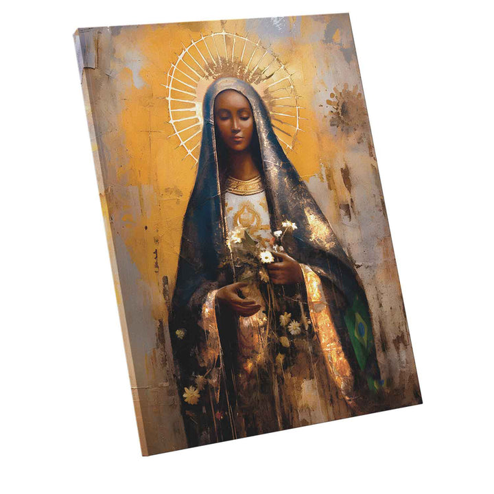 Our Lady of Aparecida Religious Wall Art Abstract Watercolor Painting, Spiritual Catholic Prints
