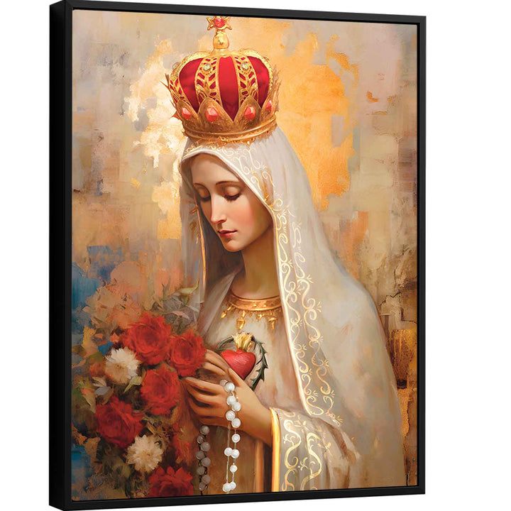 Our Lady of Fatima Religious Wall Art Abstract Watercolor Painting, Spiritual Catholic Prints