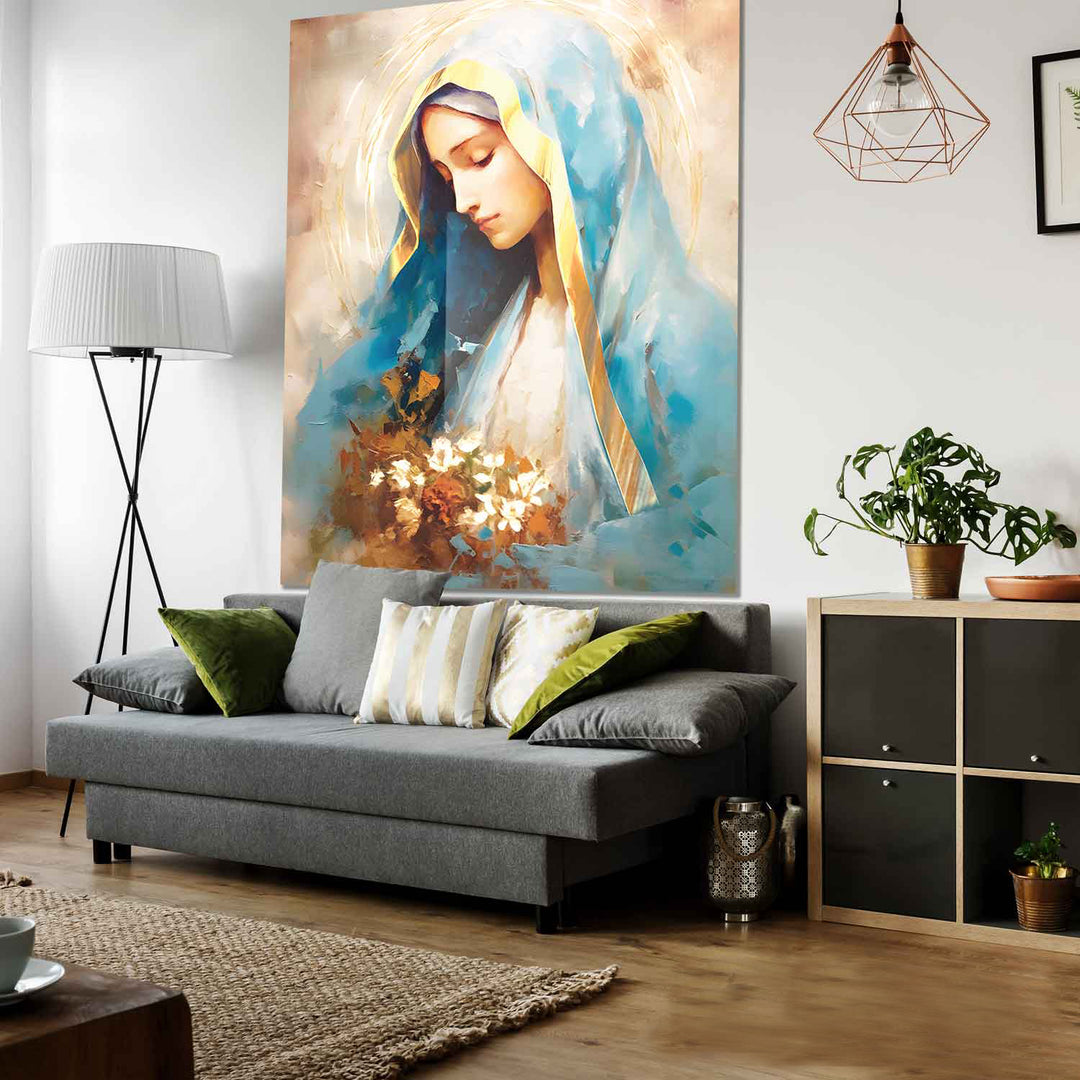 Mother Mary Our Lady of Grace  Virgin Mary Watercolor Painting, Spiritual Catholic Prints