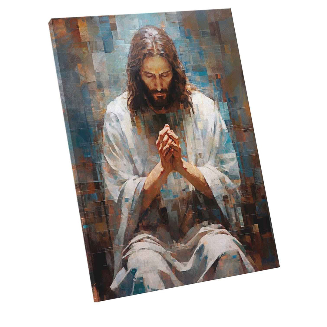 Abstract Grid Jesus Wall Art  Jesus Painting  Christian Wall Art  Farmhouse Wall Decor