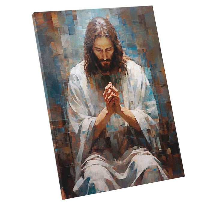 Abstract Grid Jesus Wall Art  Jesus Painting  Christian Wall Art  Farmhouse Wall Decor