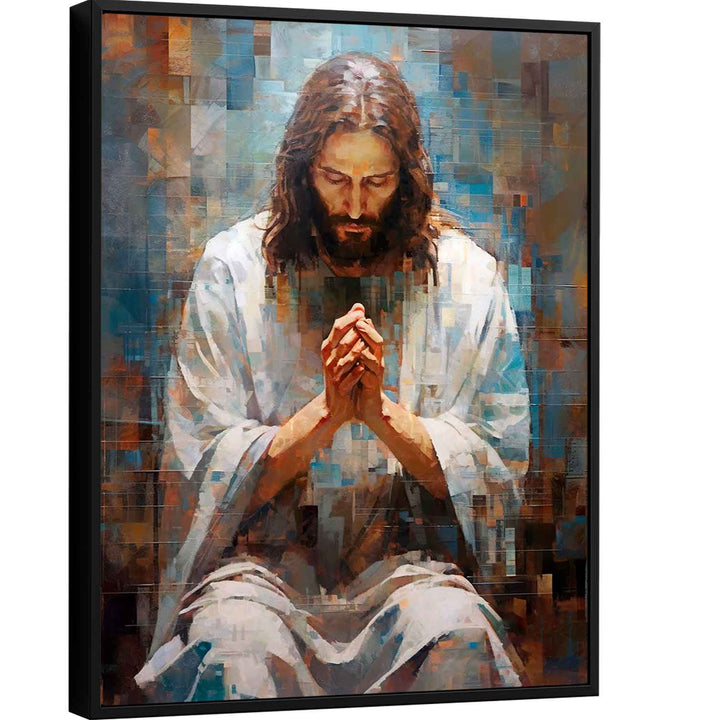 Abstract Grid Jesus Wall Art  Jesus Painting  Christian Wall Art  Farmhouse Wall Decor