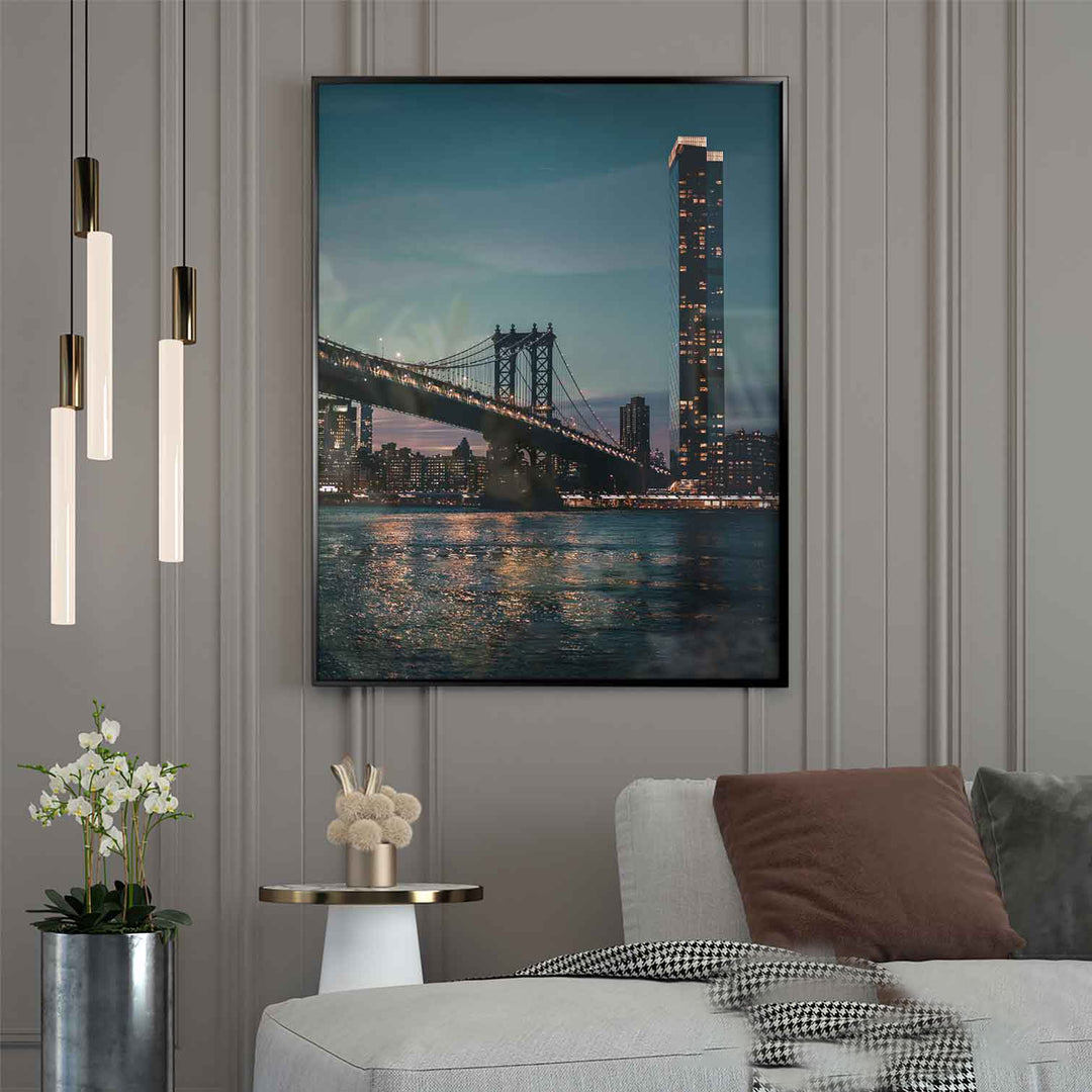NYC Brooklyn Bridge Night View Canvas Print
