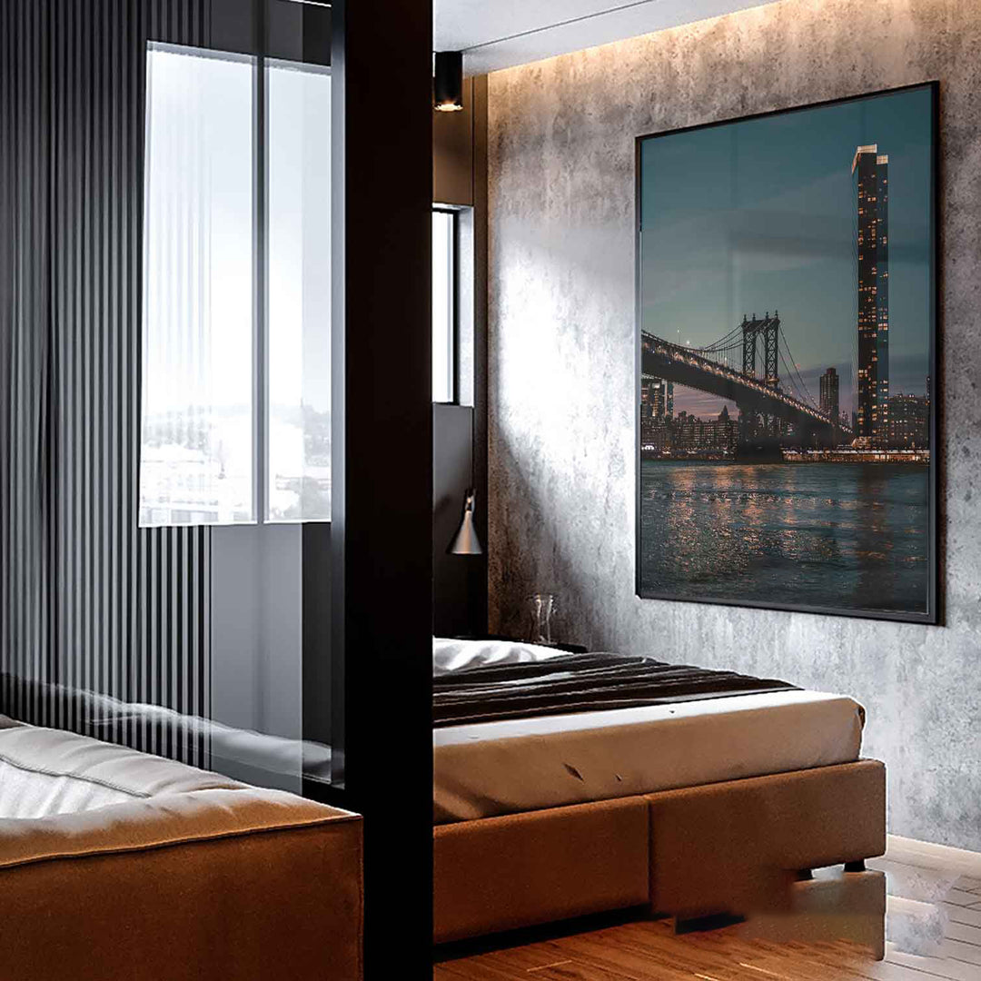 NYC Brooklyn Bridge Night View Canvas Print
