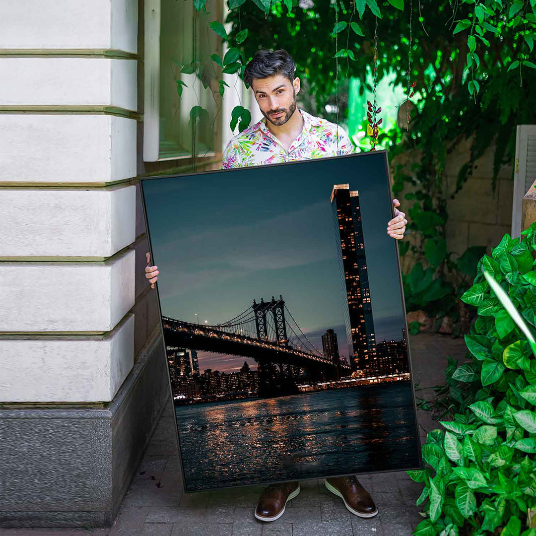NYC Brooklyn Bridge Night View Canvas Print