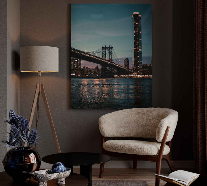 NYC Brooklyn Bridge Night View Canvas Print