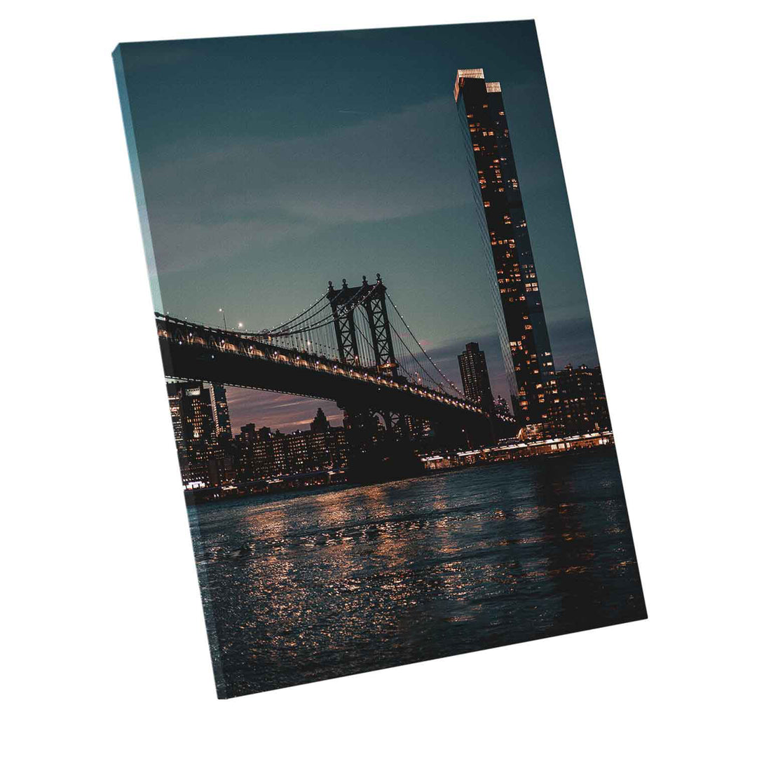 NYC Brooklyn Bridge Night View Canvas Print