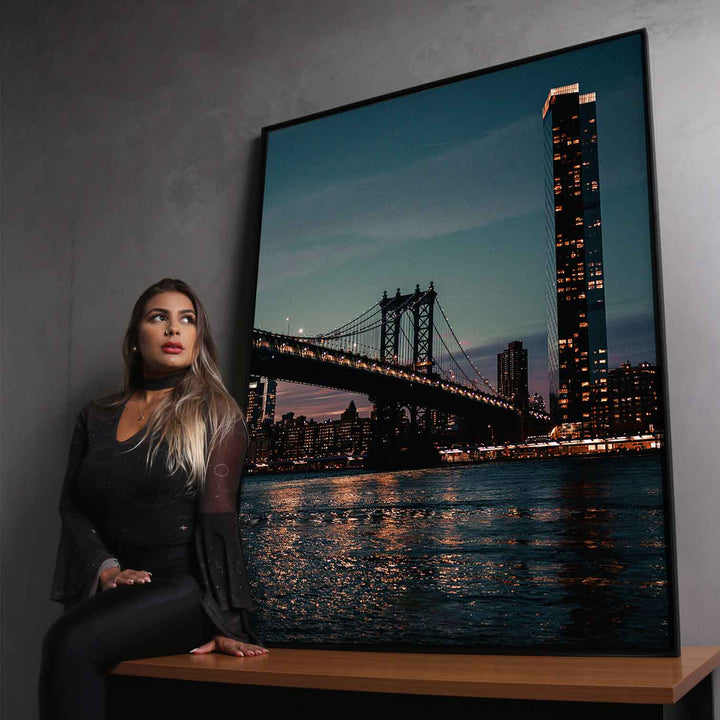 NYC Brooklyn Bridge Night View Canvas Print