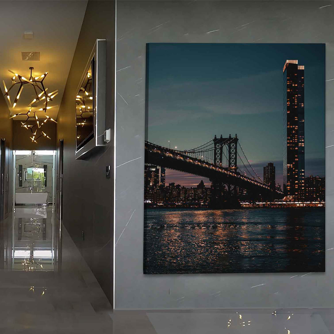 NYC Brooklyn Bridge Night View Canvas Print