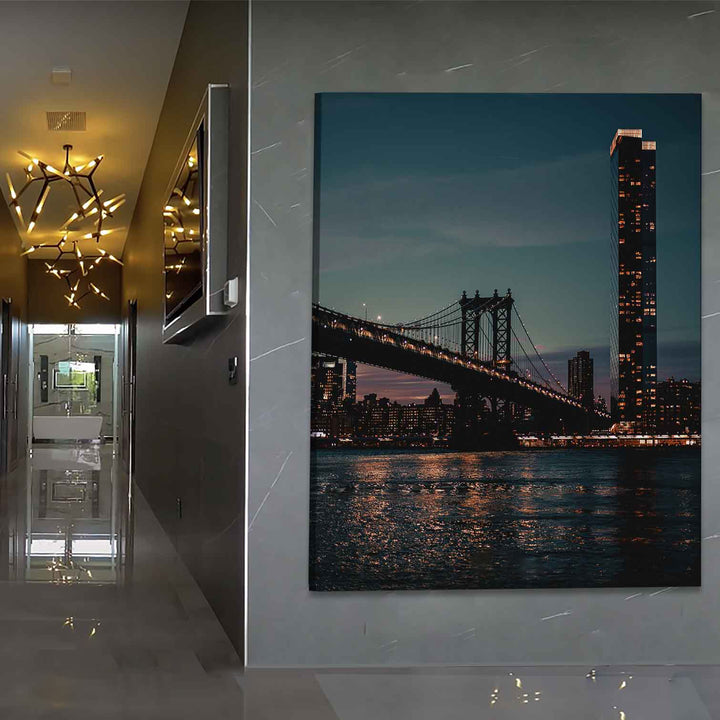 NYC Brooklyn Bridge Night View Canvas Print